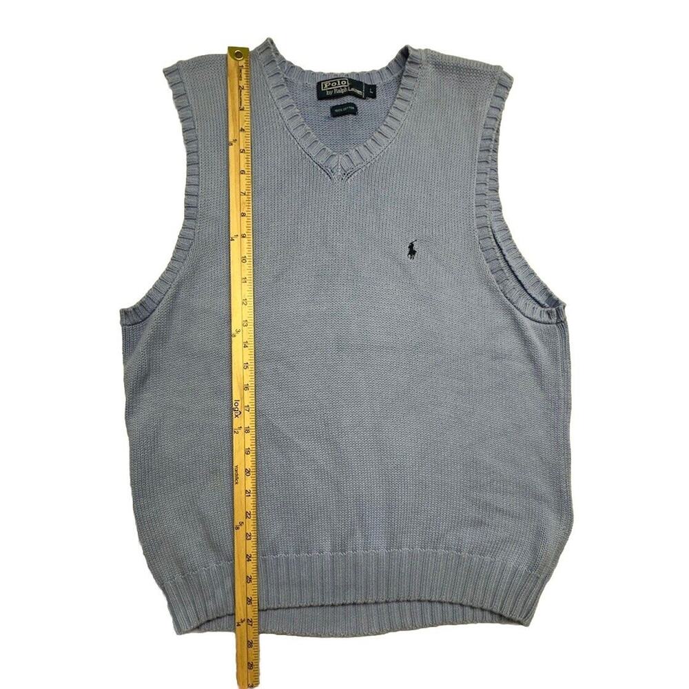 Polo Ralph Lauren Sweater Vest Mens Large Vintage Baby Blue 100% Cotton - Picture 4 of 8